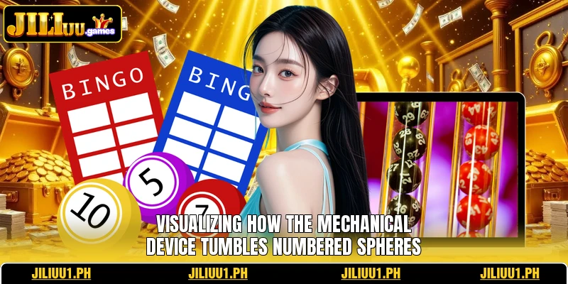 Visualizing how the mechanical device tumbles numbered spheres
